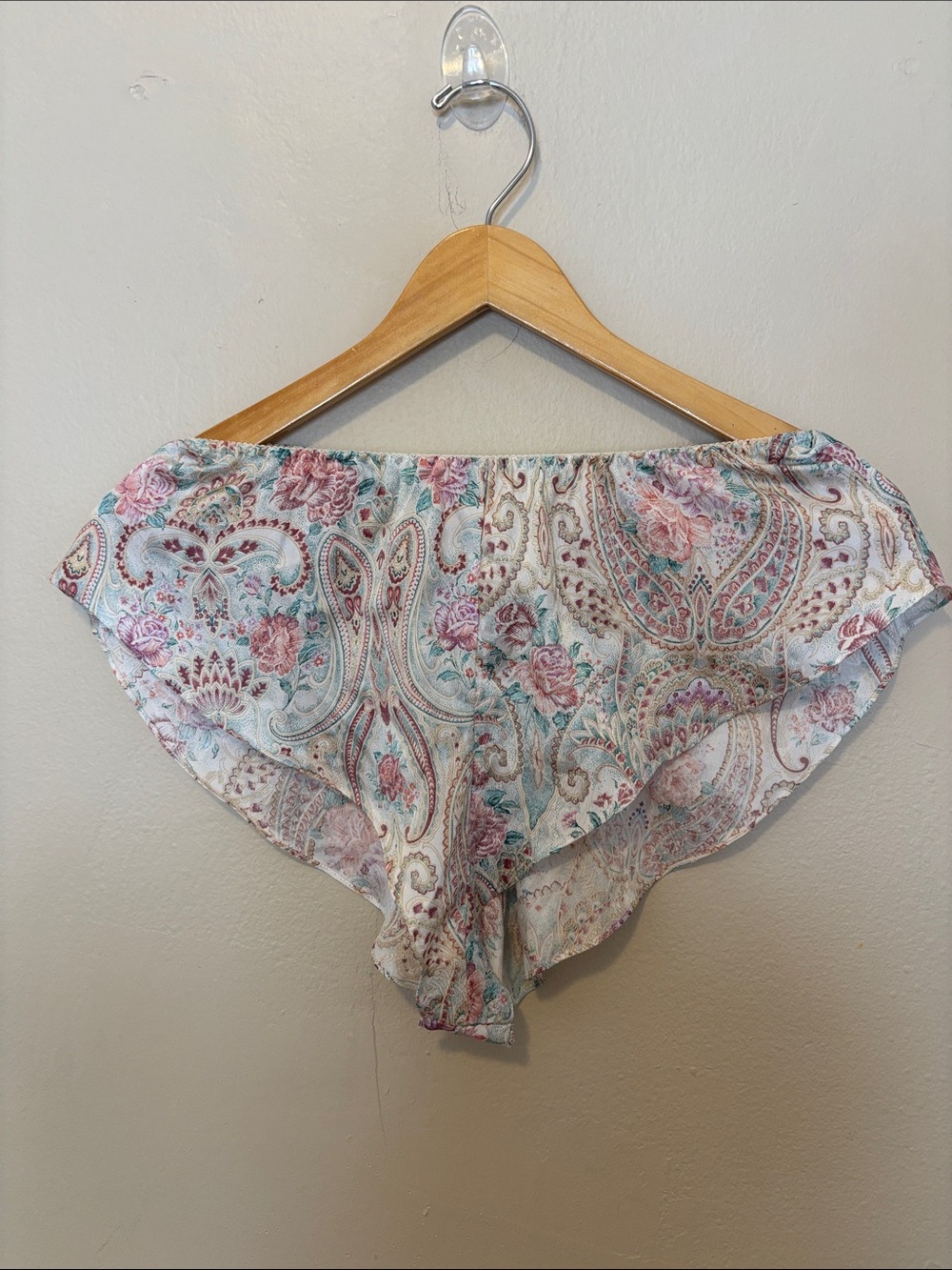 Victoria's Secret Floral Paisley Satin Sleep Shorts - White, Pink, Mint